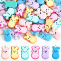 Augshy 64 Pcs Easter Bunnies Charms Resin Rabbit Beads Rabbits Ornament Pendant for Easter DIY Craft Bracelet Necklace Jewelry Making - style: Easter Style