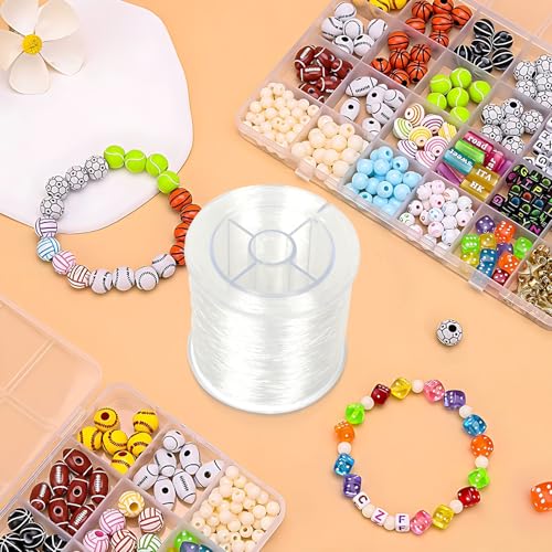 Clear Elastic String for Bracelets,0.8 mm 607 Feet Jewelry Making Beading Thread, Transparent Stretchy Bracelet String