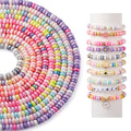 Elecrelive 10 Strands Flat Round Pearlized Clay Beads 6mm Heishi Spacer Beads Colorful Polymer Clay Bracelet Kit for Chocker Necklace Earring DIY Crafts - color: Mix 10 Colors