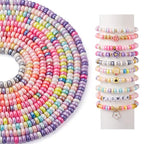 Elecrelive 10 Strands Flat Round Pearlized Clay Beads 6mm Heishi Spacer Beads Colorful Polymer Clay Bracelet Kit for Chocker Necklace Earring DIY Crafts - color: Mix 10 Colors