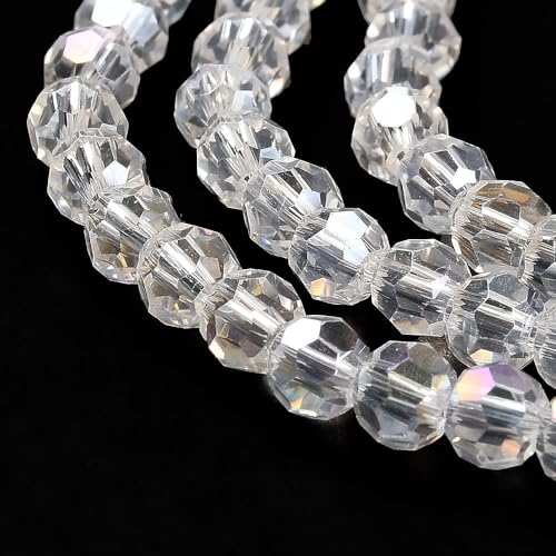 Perlin Czech Bohemian Crystal Glass Beads Faceted Round 4mm 90 Pieces Loose Spacer 1 Strand Beads for DIY Jewelry Earrings Necklace Bracelet Making (Crystal AB) - color: Crystal AB