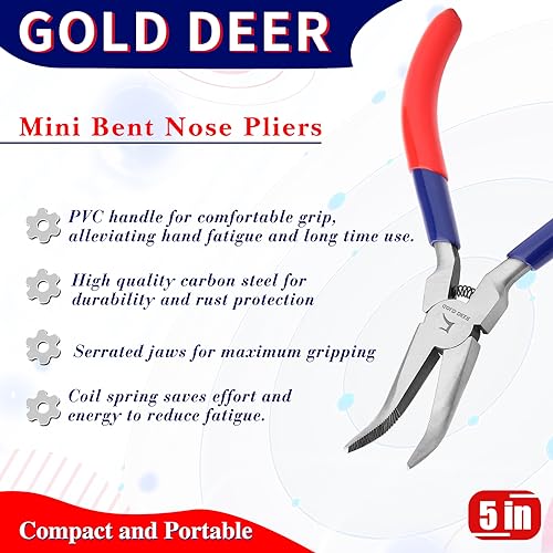Mini Bent Chain Nose Pliers With Serrated Jaw - Precision Tool For Gripping, Bending Wires - style: Bent Nose Pliers