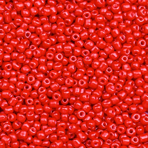 2000pcs Glass Seed Beads Bulk, 4mm 6/0 Mini Pony Spacer Small Individual Color Seed Beads for DIY Bracelet Necklaces Wrist Jewelry Making, Bright Red - color: Bright Red