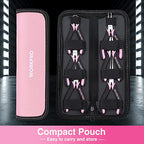 WORKPRO 6-Piece Mini Pliers Set, Needle Nose, Long Nose, Bent Nose, Diagonal, End Cutting and Linesman, for Crafts Work, Electronic Repair, with Pouch - Pink Ribbon - color: Pink