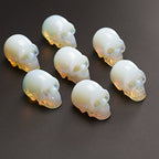 Opal 2.0 inch Natural Carved Skull Crystal Reiki Healing Stone Statue Collectible Figurine - color: Opal