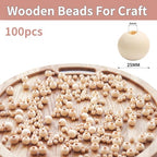100pcs Wooden Beads for Crafts 25mm Natural Unfinished Bulk Large Beads for Garland Macrame Jewelry Making & DIY Farmhouse Decor (25mm) - size: 25mm