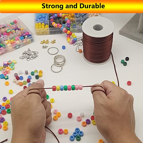 2 mm 330 Feet Satin Nylon Cord String for Jewelry Making Bracelet Necklaces Beading Thread Rattail Macrame Kumihimo Chinese Knot Craft - size: Brown