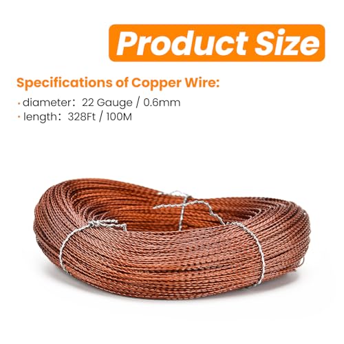 22 Gauge / 0.6mm Copper Wire 328Ft / 100M, Double Stranded Enameled Wire for Jewelry Making Bracelet Beading Craft, Lead Seals