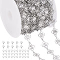 Jabogrii 16.4 Feet Silver Four Leaf Clover Jewelry Making Chains Roll Stainless Steel DIY Craft Chain Bulk for Jewelry Making - color: FLower Silver