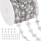 Jabogrii 16.4 Feet Silver Four Leaf Clover Jewelry Making Chains Roll Stainless Steel DIY Craft Chain Bulk for Jewelry Making - color: FLower Silver