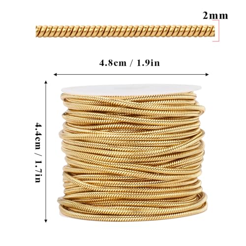 33 Feet Gold Snake Chains Roll, 2.0mm 18K Gold PVD Plated 304 Stainless Steel Round Snake Chain Bulk Spool for Jewelry Making DIY Craft - color: 2mm Gold Round Snake Chains