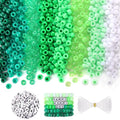 Green and White Beads, 1200 Pcs Pony Beads Bulk and Letter Beads, Kandi Beads Hair Beads for Girls Adults, Plastic Beads for Bracelets Jewelry Making DIY Crafts - color: green