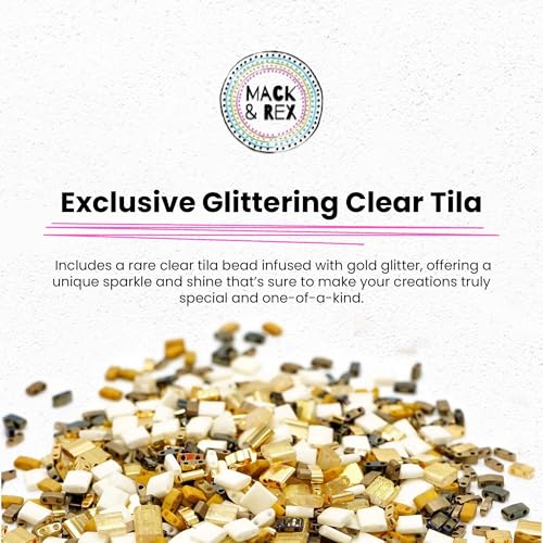 Mack and Rex Tila Bead Mixes (Gold Digger), and Quarter Tila – 24K Plated Tilas, Clear Tila with Glitter, Cream Metallic Brown Tila and Dark Brown - color: Gold Digger, size: 25 Gram Bag