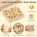 200pcs Glass Beads, 8mm Crystal Round Glass Beads for Bracelet, Jewelry Making, DIY Crafts, Single Box (Lotus Root Pink) - color: Lotus Root Pink