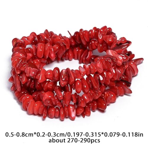 Chip Shells, 260pcs 5-8mm Irregular Beads with Holes, Red Shell & Garnet Chip Beads for Jewelry Making - color: Red