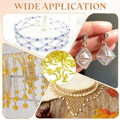 uxcell 1500Pcs Glass Bugle Seed Beads, 6x2mm Mini Long Tube Seed Beads Tube Loose Glass Seed Spacer Bead for DIY Earring Bracelets Necklace Jewelry Making Embroidery, Lemon Yellow - color: Lemon Yellow