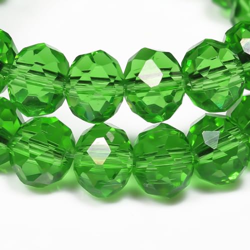 Songxi 10mm 50pcs Glass Beads for Jewelry Making, Faceted Glass Beads for Bracelets Necklace Earring, Arts and Crafts DIY Clear Gemstone Beads, Rondelle Spacer Beads Birthday Gifts for Women (Green) - color: Green, size: 10mm