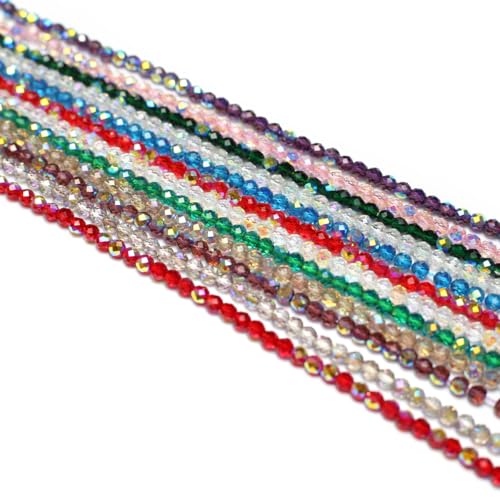 10 Strands Artificial Color Plating Faceted Beads Synthetic Colorful Crystal Beaded for Jewelry Making Necklace Decoration 4mm - color: mixed