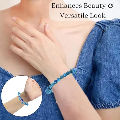 ANAYA AGATE Energy Protection Crystal Handmade Adjustable Bead Bracelet Perfect for Men, Women’s Christmas Gift - Gemstone Healing Stretch Bracelet Pulsera Para Hombre Mujer Stocking Stuffer - color: Apatite