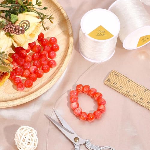 328.08 Yards 0.8mm Clear Elastic Thread 3 Rolls Crystal Stretch Beads Round Cords Transparent Threads Stretchy Beading TPU String for Jewelry Making Bracelet Necklaces DIY Craft Supply