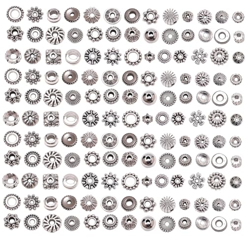 stino 270Pcs Silver Metal Spacer Beads for Jewelry Making, Bracelet Earrings Necklace Findings & Supplies 512 (Flat Disc (270PCs)) - color: Flat Disc (270PCs)