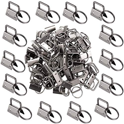 Qovydx 45Pcs 1 inch Black Key Fob Hardware Kits 1” Metal Gun-black Keyfobs Hardware Bulk for Keychains Fob Wristlet Hardware with Key Ring for Lanyard - color: Gun-black Key Fob Hardware