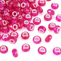 100pcs 14mm Large Hole Beads Glass Crystal Faceted Beads Magenta European Crystal Spacer Beads for Valentine's Day Necklace Earring Bracelet Crafts Jewelry Making - color: Magenta