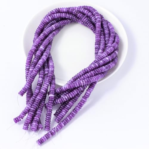 Natural Dark Amethyst Disk Stone Spacer Beads 6x2mm 38cm/str Flat Rondelle Loose Semi Gemstone Caps for Making Bracelets Necklace - color: Dark Amethyst