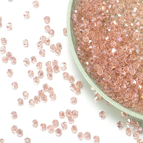 1000pcs Crystal Glass Beads 4mm Bulk Faceted Bicone Spacer Beads for DIY Jewelry Making - color: Water Red AB, size: 4mm