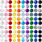 100 Pcs 20mm Beads for Pens Rhinestone Bubblegum Beads Mixed Crystal Acrylic Round Chunky Bead Sparkly Craft Large Balls Bead for Pen Beadable Keychain Bracelet Necklace DIY Jewelry Making Supplies - color: Rainbow