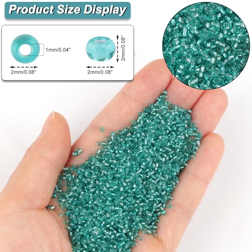 10100 Pcs Size 11/0 Glass Seed Beads, 2 mm Aqua Small Mini Spacer Loose Pony Beads for Jewelry Making and DIY Crafts - color: Aqua, size: Small