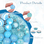 35 Pcs Chunky Bubblegum Beads 20mm Focal Pen Large Rhinestone Pearl Bead with Rhinestone Large Hole European Spacer Bead for DIY Beadable Pen School Jewelry Making Keychain Craft Making(Lake Blue) - color: Lake Blue
