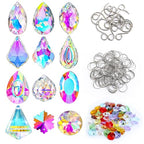 kanpura 164 Pcs DIY Suncatchers Kits Crystal Suncatcher Sun Catchers with Crystals Chandelier Prism Replacement Sun Catcher Beads for Windows Hanging - color: 12 Pcs,ab