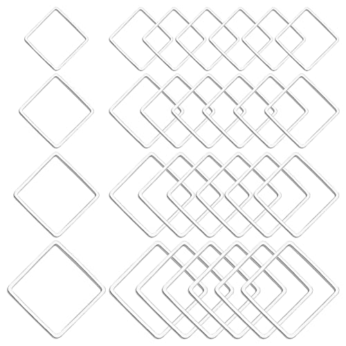 80Pcs Earring Hoop Jewelry Making Earring Beading Hoop Rings Earring Finding Hypoallergenic Square Earrings Beading Hoop Bulk Open Bezel Pendant Frame for DIY Crafts Accessories Supplies(Silver) - color: Square-silver