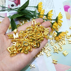 Looconi 400pcs Gold Letter Beads Pendant,A-Z,3D Loose Beads,Plastic Initial Charms for Jewelry Making,Key Chains,Crafts - color: PendantGold