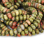 ICAI Beads 5x8mm Natural Stone Beads Rondelle Spacer Loose Beads for Jewelry Making DIY Crafts Design 1 Strand 15" APPR(Unakite, 5x8) - color: Kambaba Jasper, size: 5x8