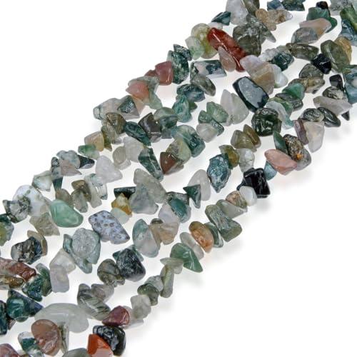 Adabele 31 Inch Natural Indian Agate Gemstone Chip Loose Beads Drilled Hole Free Form 5mm-8mm Gem Stone Spacer for Craft Jewelry Making GZ1-23 - color: Indian Agate, size: 31 Inch/1 Strand