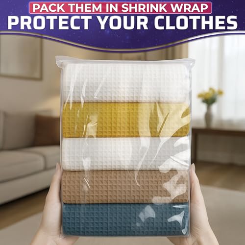 16x24 Shrink Wrap Bags for Gifts – 50 Pcs Clear Heat Shrink Wrap for Mother’s Day Packaging, Works with Hair Dryer at Medium Temperature – Neat Storage for Clothing, Cosmetics, Boxes & Bulky Items - size: 1 count (Pack of 50)