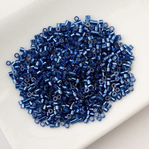 John Bead 25g Cylin Beads Sapphire Silver Lined 11/0 Glass Cylindrical Seed Beads for Jewelry Bracelets Necklaces Earrings Making Embroidery - color: Sapphire Silver Lined