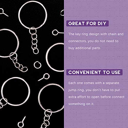 Swpeet 360Pcs 6/5" 30mm Sliver Key Chain Rings Kit, Including 120Pcs Keychain Rings with Chain and 120Pcs Jump Ring with 120Pcs Screw Eye Pins Bulk for Jewelry Findings Making (Sliver) - color: Sliver, size: 30mm