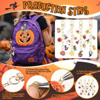 AUGSUN 189Pcs Halloween Keychain Making Kit, Charm Making Crafts 60 Halloween Charms 12 Keychain Clips Hooks 15 Extender Chains 100 Jump Ring for Crafts Accessories Holiday Gifts - style: Halloween