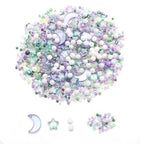 Mixed Star Moon Crystal Glass Beads Seedbeads Loose Round Pearl Beads for Jewelry Making Craft Bracelets Necklaces Earrings DIY Crafts Projects Green Purple Glass Spacer Bead Kits for Crafts - color: Green Purple