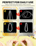 3 Rolls Elastic Bracelets String Cord, 1mm Round Crystal Elastic String for Bracelets Necklace Beading & Jewelry Making, White Transparent Stretch Bead Cord Thread - size: 1mm