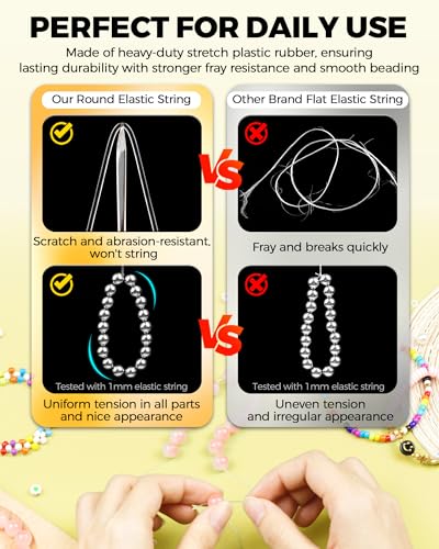 2 Rolls FIVEIZERO Elastic Bracelets String Cord, 0.8/1mm Round Crystal Elastic String for Bracelets Necklace Beading & Jewelry Making, White Transparent Stretch Bead Cord Thread - size: 0.8+1mm Round Crystal Clear (2 Pack)