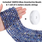 QINJIEJIE 100PCS Blue Aventurine Beads 8mm Natural Stone Beads Round Loose Gemstone Bead for Bracelet Beading Crystal Jewelry Making DIY Necklace Earrings 0.32" - color: Blue Aventurine, size: 100PCS