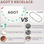 AGOT Beaded Gemstone Necklace for Women: Boho Bead Choker Natural Stone Necklaces - Handmade Jewelry for Summer Beach - color: Green2