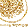 PH PandaHall 200pcs 18K Gold Spacer Beads 5 Styles Metal Heishi Beads Flat Round Spacer Beads Disc Beads Long-Lasting Loose Beads for Surfer Stackable Necklace Layered Bracelet Jewelry Making 3/5mm