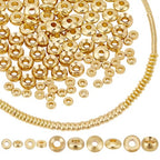 PH PandaHall 200pcs 18K Gold Spacer Beads 5 Styles Metal Heishi Beads Flat Round Spacer Beads Disc Beads Long-Lasting Loose Beads for Surfer Stackable Necklace Layered Bracelet Jewelry Making 3/5mm