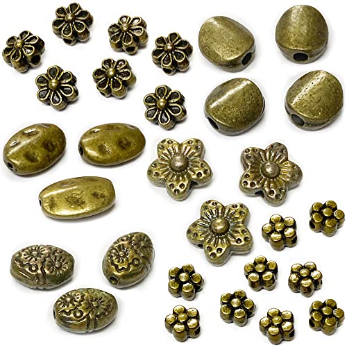 Heather's cf Metal Spacer Beads – Durable Quality & Antique Style – Assorted Bronze Bead Spacers for Bracelets, Necklaces & Earrings – Ideal for DIY, Jewelry Making & Crafting – Small (240pcs) - color: Bronze flat
