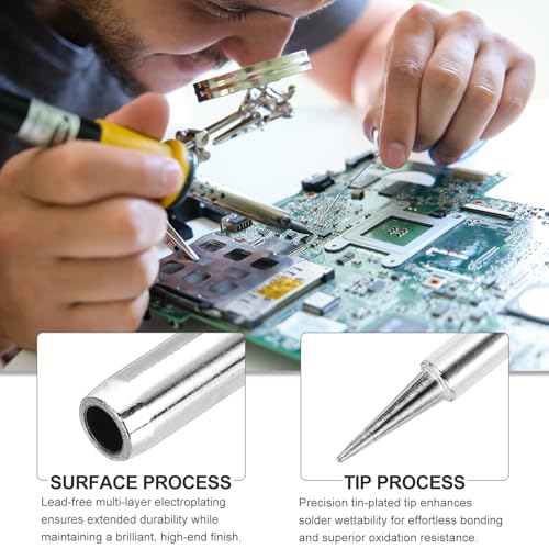 MECCANIXITY Pack of 10 900M Solder Tips Internally Heated Soldering Tips with Cleaning Sponge Pad Replacement Welding Accessories Kit for Electrical Solder Station Tip (900M-T-0.8B) - style: 900M-T-0.8B
